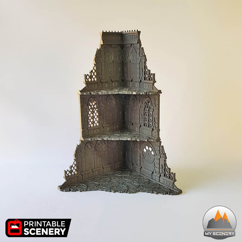 Ruined Tower gothic printable scenery wargames wargame warhammer 40k batiment building gothic gothique scenery décor decor print 3D impression 3D