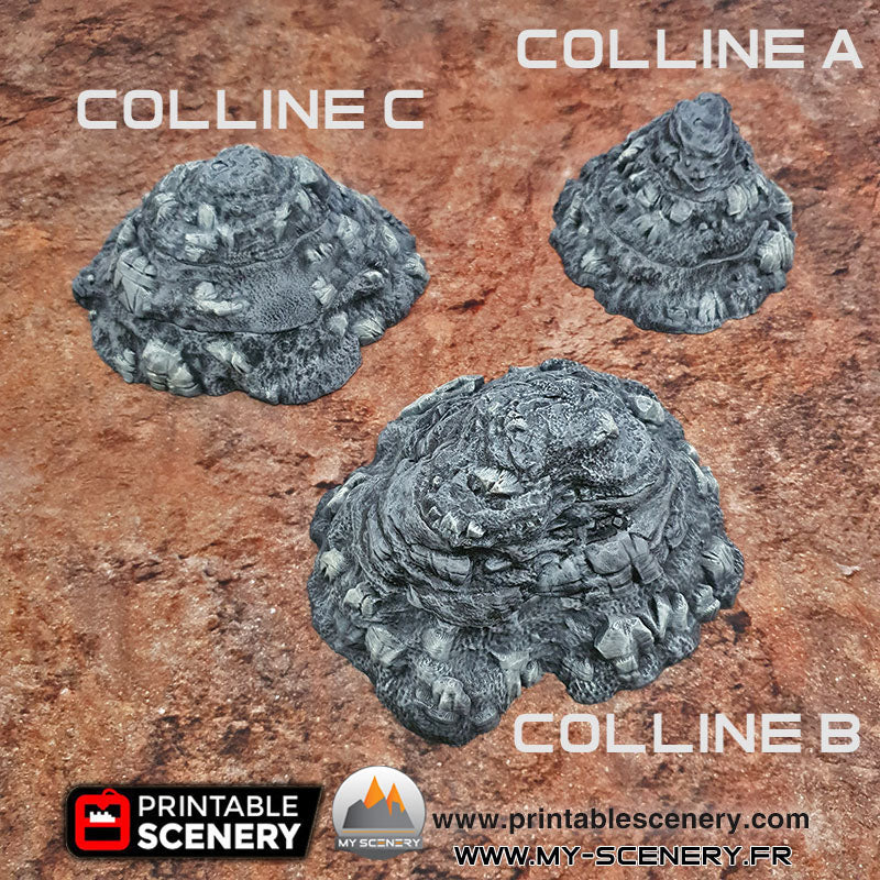 Collines Modulables Colline modulable decors 3D modular hills hill Warhammer Age Of Sigmar Table  Warhammer 40k décor 3D