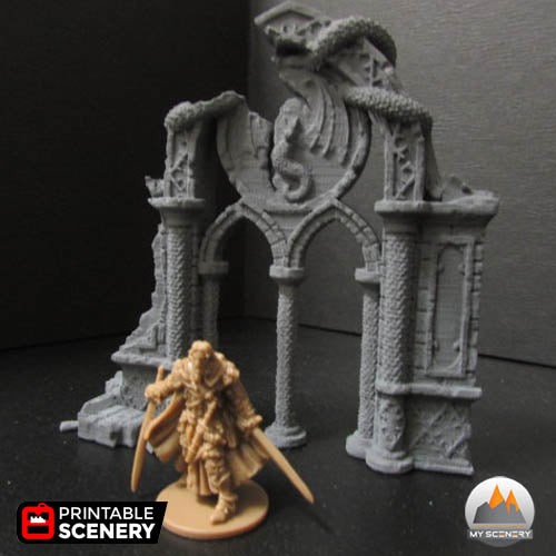 gothic dragon archway arch arche gothic batiment building gothic gothique scenery décor decor print 3D impression 3D