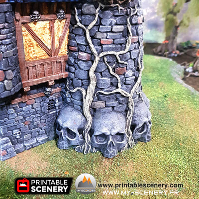 Skulls crânes Evil Sorcerer Tower Tour du Sorcier Maléfique Humains humain magie scenery décor decor print 3D impression 3D imprimé en 3D jeu figurine wagame terrain