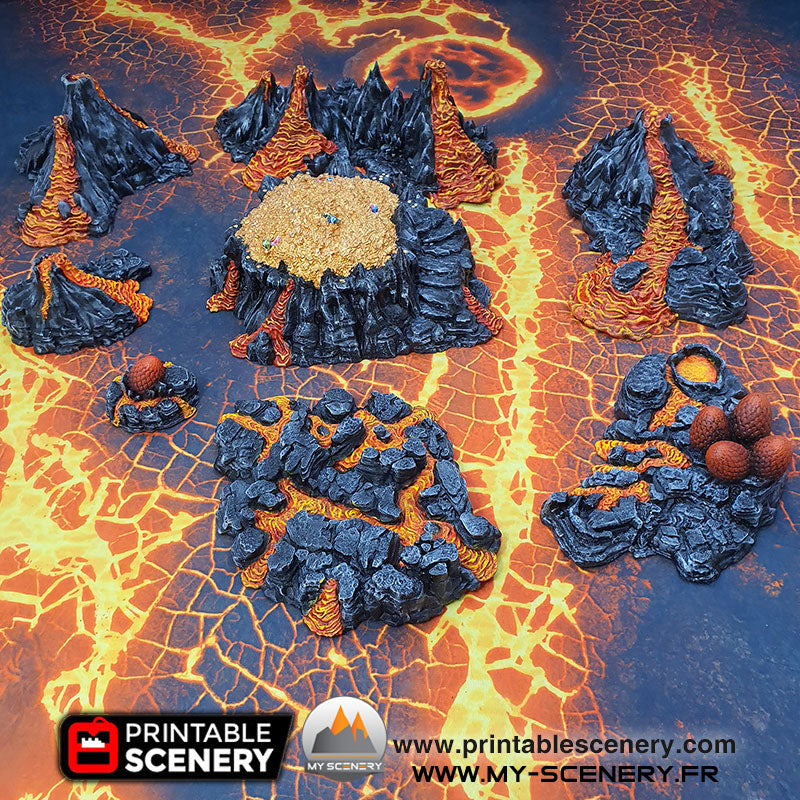 Smaug dragon lair rock lava lave gold gold warhammer scenery décor decor print 3D impression 3D imprimé en 3D jeu figurine