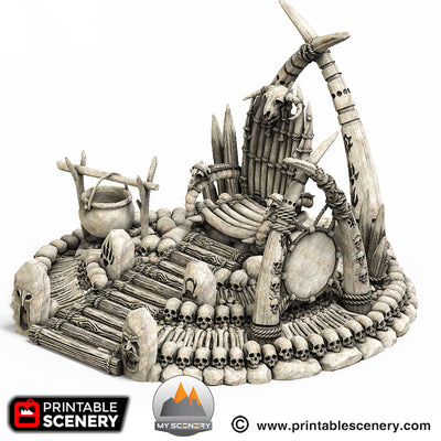 Trone trône tribal orque throne tribal orc goblin scenery décor decor print 3D impression 3D